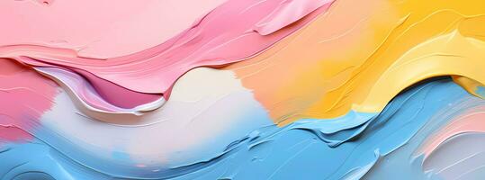 Kunst Aquarell und Acryl Abstrich Fleck. Innere malen, im das Stil von bunt pastos, Rosa, Blau und Gelb Farbe beflecken Pinselstrich Textur Hintergrund. foto