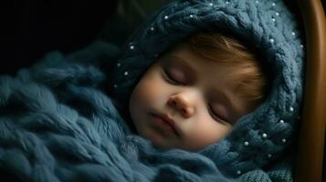 süß Neugeborene Junge Schlafen ai generiert foto