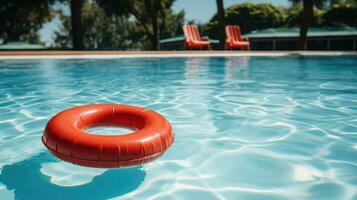 rot Schwimmen Schwimmbad Ring im Schwimmen Schwimmbad ai generiert foto