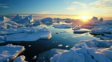 Eis Blätter im das Arktis Ozean ai generiert foto
