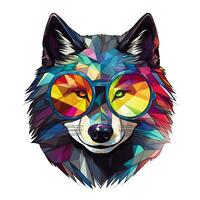 ein Wolf Gesicht befleckt Glas T-Shirt Illustration Hintergrund foto