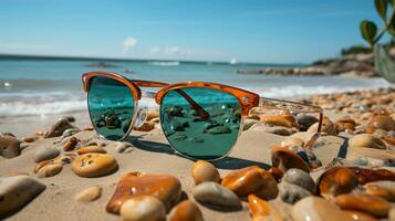 Sonnenbrille auf das Strand ai generiert foto