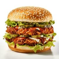 knusprig Hähnchen Burger isoliert auf Weiß Hintergrund ai generiert foto