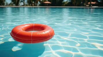 rot Schwimmen Schwimmbad Ring im Schwimmen Schwimmbad ai generiert foto