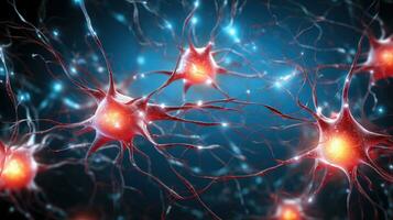Neuronen kommunizieren mit jeder andere mit elektrochemisch ai generiert foto