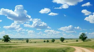 Sommer- Tag und Wolken im das Blau Himmel ai generiert foto