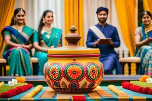 indisch Hochzeit Zeremonie im Indien. KI-generiert foto