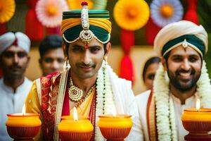 indisch Hochzeit Zeremonie im Mumbai. KI-generiert foto