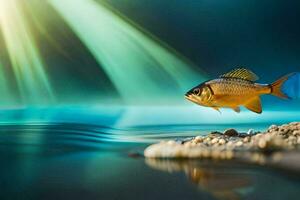 Foto Hintergrund das Himmel, Fisch, Wasser, Licht, das Sonne, das Meer, das Meer. KI-generiert