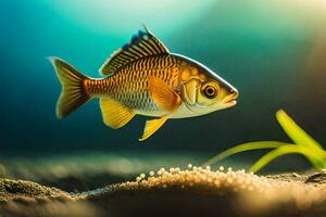 ein Fisch Schwimmen im das Wasser. KI-generiert foto