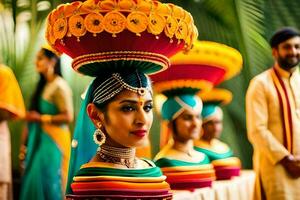 indisch Hochzeit Zeremonie im Bangalore. KI-generiert foto