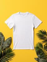 Fachmann Weiß T-Shirt zum Attrappe, Lehrmodell, Simulation Design ai generiert foto