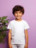 Fachmann Weiß Baby T-Shirt zum Attrappe, Lehrmodell, Simulation Design ai generiert foto
