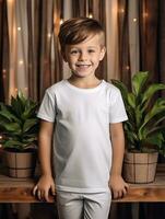 Fachmann Weiß Baby T-Shirt zum Attrappe, Lehrmodell, Simulation Design ai generiert foto