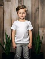 Fachmann Weiß T-Shirt zum Attrappe, Lehrmodell, Simulation Design ai generiert foto