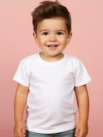 Weiß leer Baby T-Shirt ai generiert foto