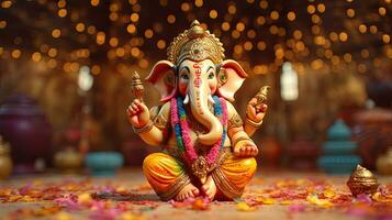 glücklich Ganesh chaturthi, Indien. generativ ai foto