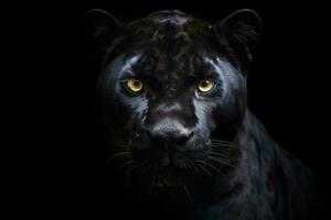 Porträt von Panther auf schwarz Hintergrund. generativ ai foto