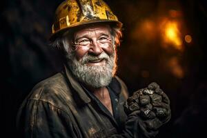 glücklich von Gold Bergwerk Arbeitskräfte im Gold Mine. generieren ai foto