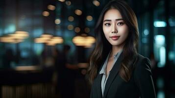 asiatisch jung Geschäftsfrau, Geschäft korporativ Personen. generativ ai foto