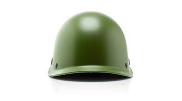 Grün Militär- Helm isoliert auf Weiß Hintergrund. generativ ai foto