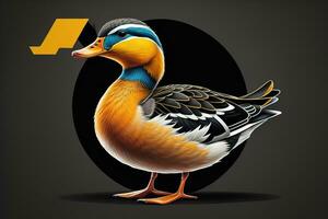schön Ente auf ein solide Farbe Hintergrund. ai generativ foto