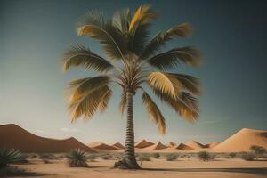 Palme Baum auf das Strand. Sommer- Ferien Konzept. ai generativ foto