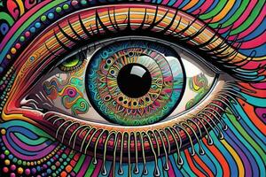 bunt Auge. psychedelisch Hintergrund. Vektor Illustration. ai generativ foto