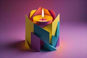 kreativ Verbrennung Kerze auf ein hölzern Hintergrund. ai generativ foto