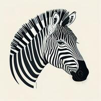 Zebra Kopf isoliert auf Weiß Hintergrund. Hand gezeichnet Vektor Illustration. ai generativ foto