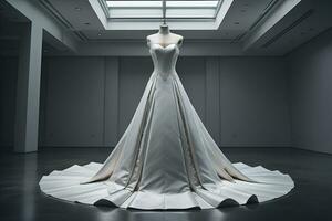 Hochzeit Kleid auf ein Mannequin. ai generativ foto