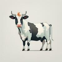 Illustration von ein Porträt von ein Kuh auf ein grau Hintergrund. ai generativ foto