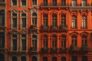 bunt Fenster von ein typisch Haus im das Stadt, ai generativ foto