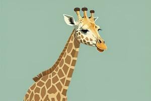 Giraffe isoliert auf Grün Hintergrund. Karikatur Stil. Vektor Illustration. ai generativ foto