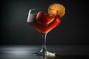 Cocktail im ein Glas auf ein solide Farbe Hintergrund. ai generativ foto
