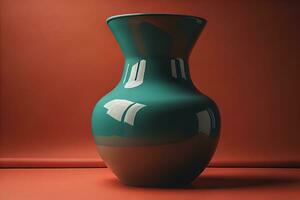 Keramik Vase auf ein solide Farbe Hintergrund. ai generativ foto