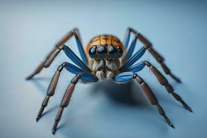 Springen Spinne Nahansicht auf solide Farbe Hintergrund, Exemplar. ai generativ foto