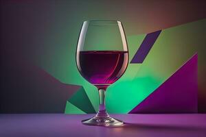 Glas von rot Wein auf schwarz Hintergrund. ai generativ foto