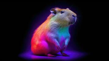 Capibara auf ein Regenbogen Hintergrund. generativ ai foto