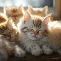 friedlich Schlafen Baby Katze, gemütlich süß Kätzchen Nickerchen machen, ai generativ foto