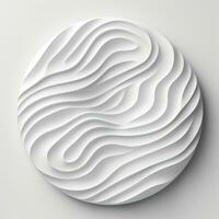 abstrakt Weiß Papier Welle Kurve Linien Design, Luxus Textur mit glatt und sauber subtil im Kreis isoliert auf Weiß Hintergrund, ai generativ foto