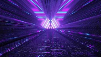 abstrakter Tunnel mit geometrischem Neondesign 4k uhd 3d illustration foto