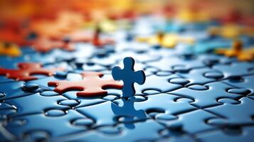 Puzzle Rätsel, Einheit und Zusammenarbeit, ai generativ foto