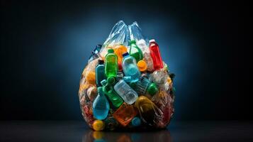 Plastik Abfall Müll benutzt Flasche, ai generativ foto