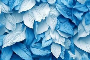 Weiß Blau Blätter abstrakt Hintergrund. generativ ai foto