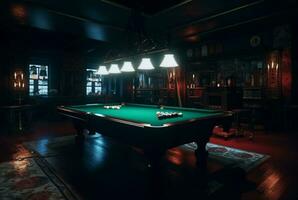 Marke Neu und modern Billard- Zimmer. generativ ai foto