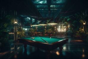 Marke Neu und modern Billard- Zimmer. generativ ai foto