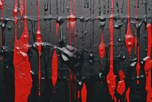 schwarz Zement Textur Hintergrund mit rot Aquarell tropft oder Spritzer. generativ ai foto