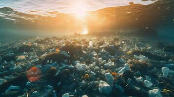 generativ ai, dokumentieren das verheerend Einschlag von Einweg Kunststoffe auf Marine Leben foto
