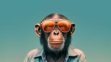 generativ ai, cool Schimpanse Sonnenbrille Stil foto